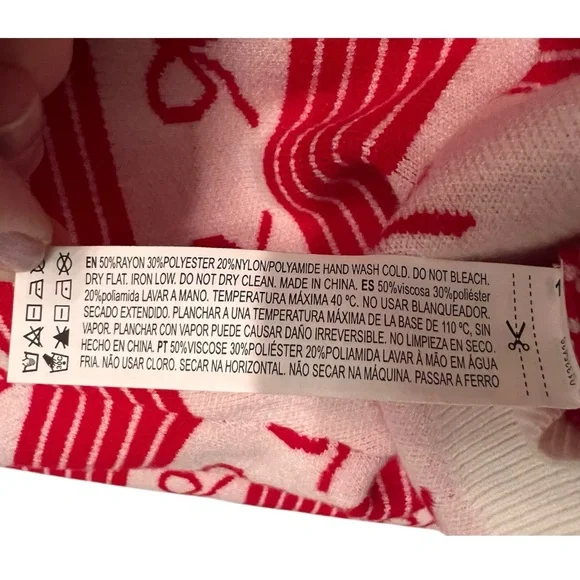 Forever 21 Coquette Striped Bow Ivory Red Knit Cardigan Sweater Size Medium - Picture 5 of 8